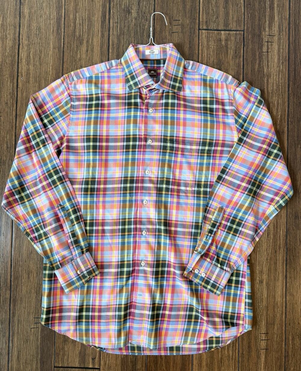 Peter Millar Button Down Plaid Multicolor Shirt Size Large